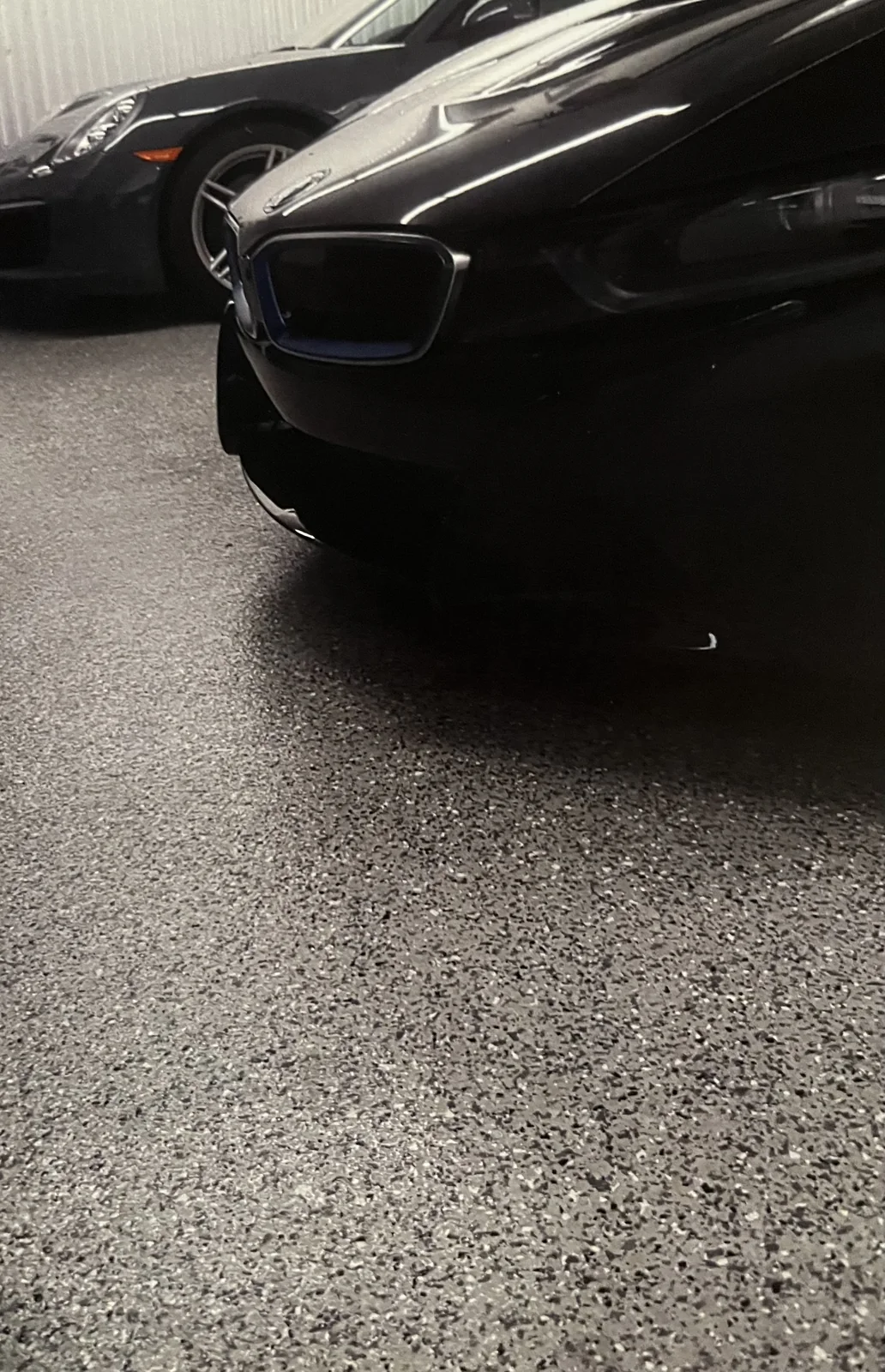 Finished epoxy flake garage floor